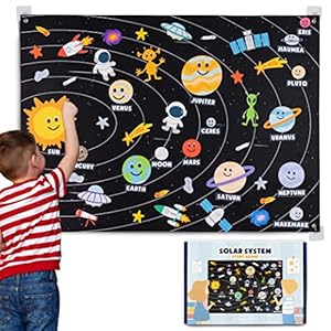 Sistema Solar para Niños con 61 Figuras Fieltro – BONNYCO | Planetas Sistema Solar para Niños Juguetes Montessori | Juguetes Niños 3 4 5 6 7 8 Años Regalos para Niños Niñas Cumpleaños Navidad
