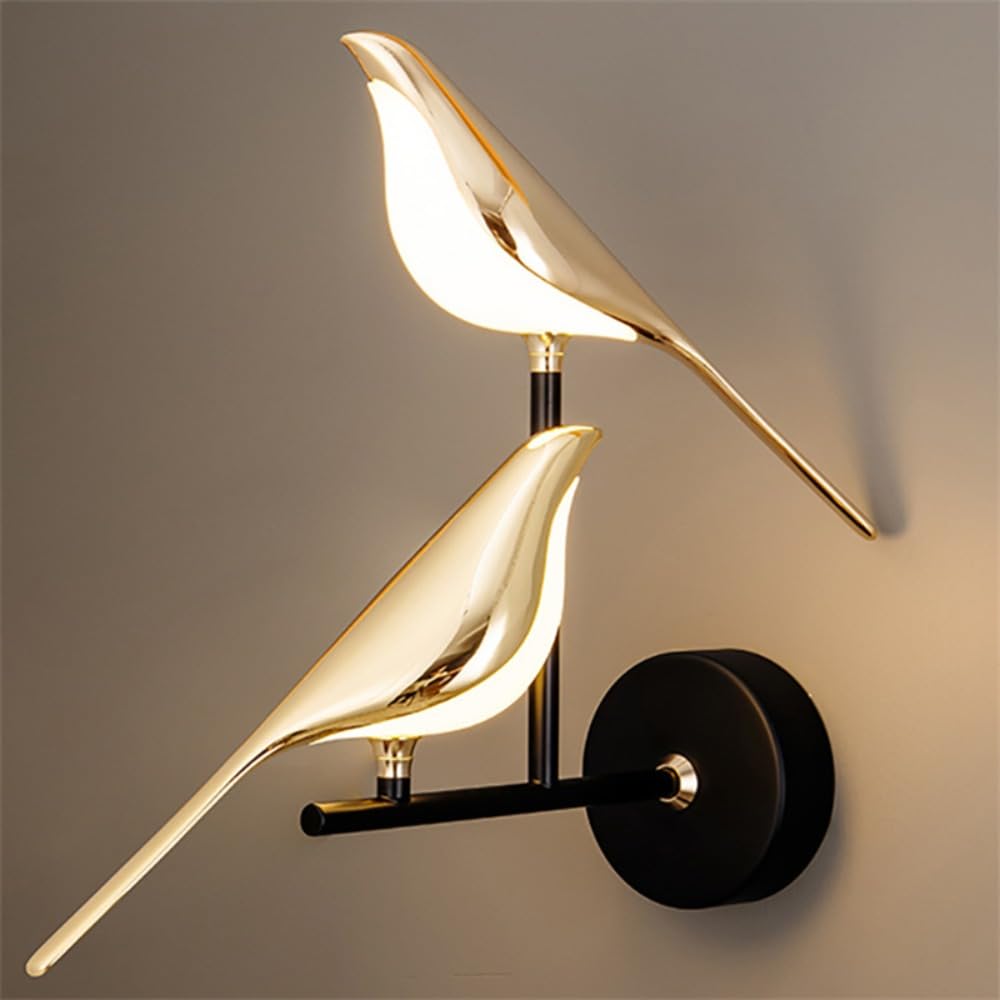 Lámpara de pared de pájaro nórdico Retro Simple LED Diseño creativo, la lámpara de aplique puede girar para decorar la sala de estar, el dormitorio, el pasillo (2 novias)