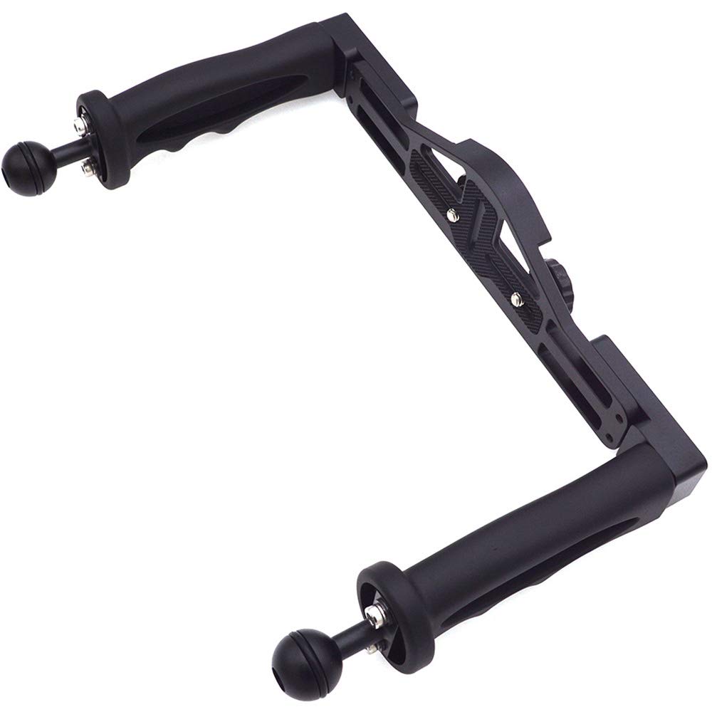 Estabilizador de Mano Dual, Buceo, Cámara Subacuática, Carcasas Bandeja/Empu？adura a Prueba de Agua con Doble Asa pPara Estuche Impermeable a Prueba de Puerto de Cúpula