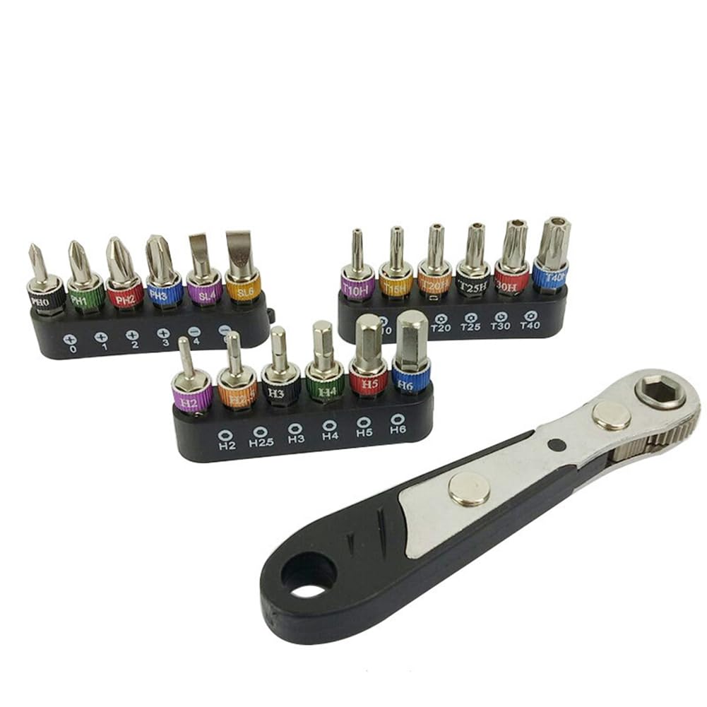 Littimoon 1/4" Ratchet Wrench Set Screwdriver Bit Set Screwdriver Bits Double Ended Ratchet Wrench Spanner Screwdriver Bits Combination Tool
