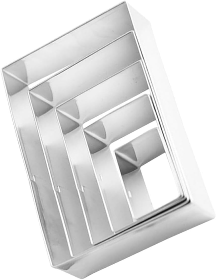 Kichvoe Stainless Steel Cookie Cutter Set Rectangular Biscuit and Fondant Molds Small Baking Tools 5pcs Kit for Cake Dough and Pastry Preparation