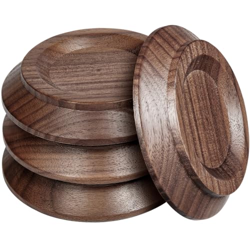Piano Caster Cups Black Walnut Wood Caster Cups Coasters for Upright Piano