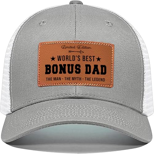 Image of Men's Hat Gifts - Men Cap Gifts for Christmas Father's Day Birthday Trucker Hat Leather Pattern Baseball Cap