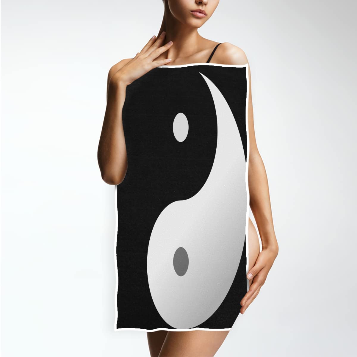 Yin Yang - Toalla de algodón para dedos (30 x 15 pulgadas, absorbente y suave, para baño en polvo, habitación y regalo de inauguración de la casa