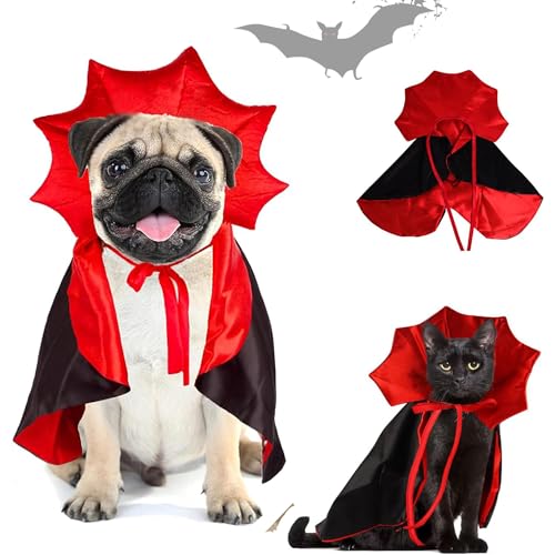 CEASELESLY Capa de Vampiro para Mascotas,Capa de Mascota para Halloween,Vampiro ​Ropa para Mascotas,Capa de Disfraz de Perro,Disfraz de Gato Perro Halloween,para Mascotas Cosplay