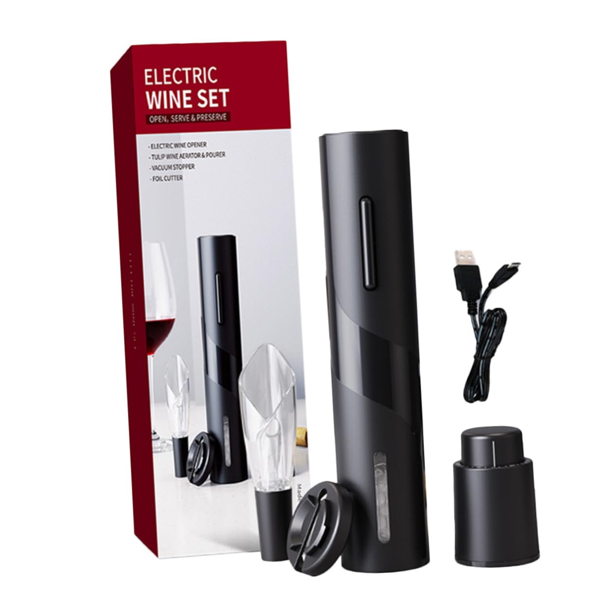 FUNOMOCYA Ergonomic Electric Bottle Opener Rechargeable Automatic Corkscrew for Home