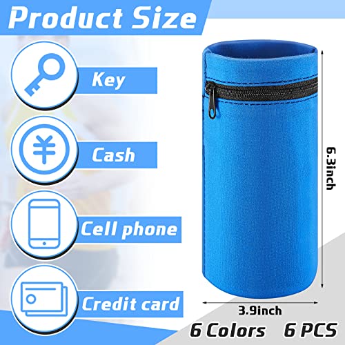 Image of Deekin 6 Pieces Zipper Wrist Pouch Wallet Travel Pocket Purse Wrist for Women Wallet Band for Men Card Key Running Walking Hiking Basketball, 6 Colors