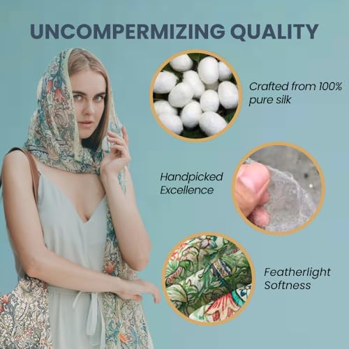 Signare Women's 100% Silk Art Scarf Lightweight and soft Scarf/Headwear in William Morris Golden Lily (SC-SILK-WM-GLILY)4