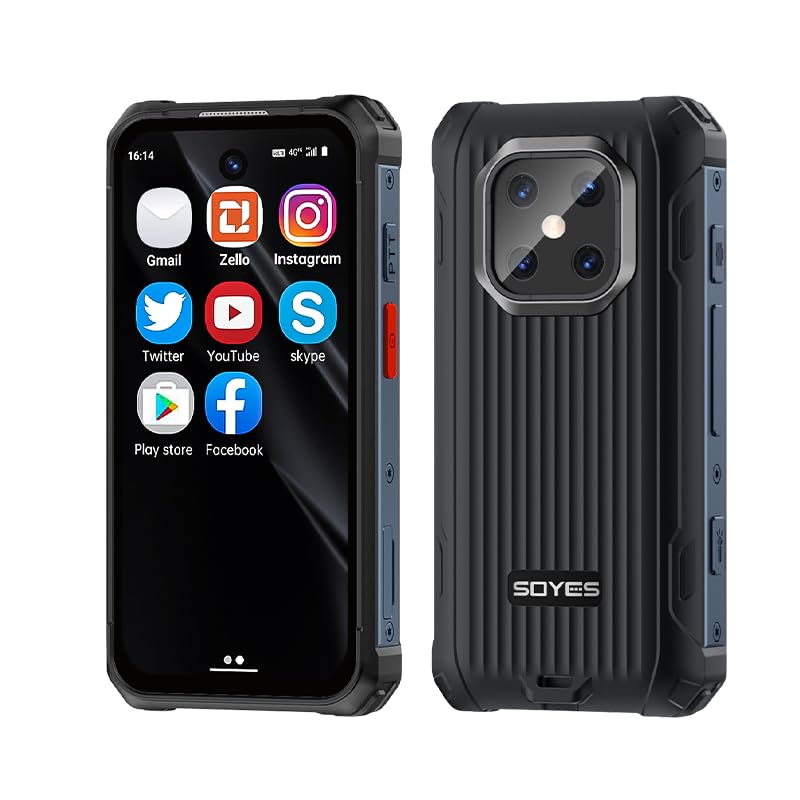 Mini Smartphone Resistente de 3,7', Android 12, Batería de 3000 mAh, 6 GB + 128 GB, Cámara de 13 MP, teléfono Mini Impermeable IP68 con Doble SIM, Procesador Octa Core, Face ID y GPS