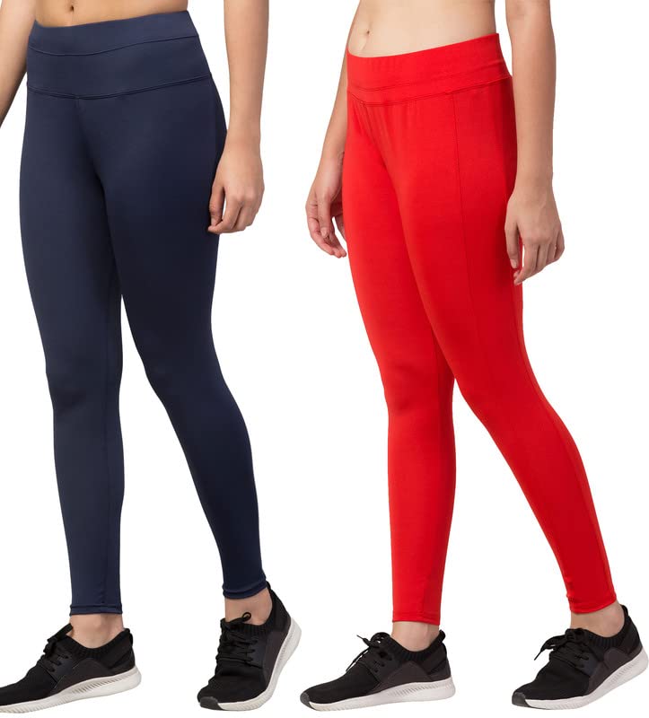 Image of BLUECON Gym wear Leggings Ankle Length Workout Pants | Stretchable Tights | Mid Waist Sports Fitness Yoga Track Pants for Girls & Women (Pack of 2)