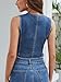 ELLEVEN Denim Vest Top for women Summer Western Jean Vest Crop Tank Top V-Neck Fitted Waistcoat Button Up Cowgirl Slim Fit Sexy Country Concert Trendy Outfit Denim Blue X-Small