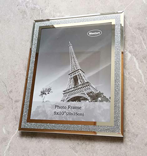 Meetart Sparkle Crystal Silver Glitter Mirror Glass Photo Frame For Photo Size 8X10 Pack Of 3 Piece. #TOP4