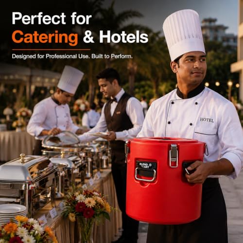 Image of BLEND ART Insulated Food Storage Container for Hot & Cold Food BPA Free SS Thermal Food Barrel with Locking Lid Leak Proof Catering Food Carrier for Hotels, Restaurants & Tiffin Service (40 Lt)