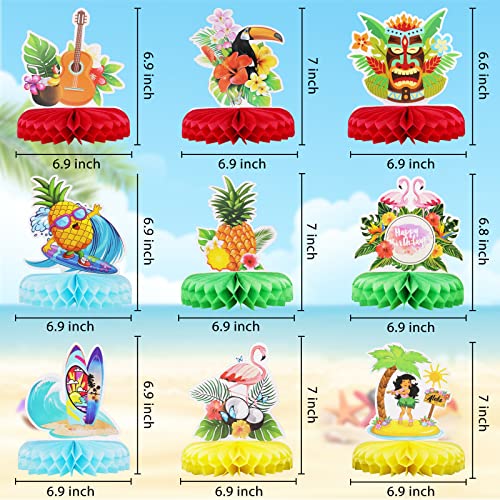 9 Pcs Hawaiian Luau Honeycomb Centerpieces, Hawaii Table Toppers Luau Party Decorations Tropical Tiki Table Centerpiece Flamingo Party Decorations Hawaiian Party Decorations For Summer Luau Birthday #TOP1