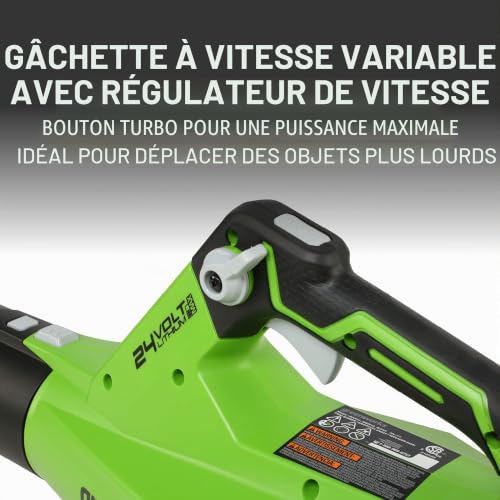 Souffleur 24V GREENWORKS 177 kmh Batterie 4 0Ah et chargeur BL24L411 01 - vue 8