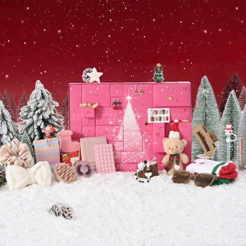 Bearhug 2025 Advent Calendar for Women & Teens - Christmas Countdown Calendar Gift Set with individual box packaging, Trend-Infused Beauty & Lifestyle Gifts (Her Holiday Wishlist)