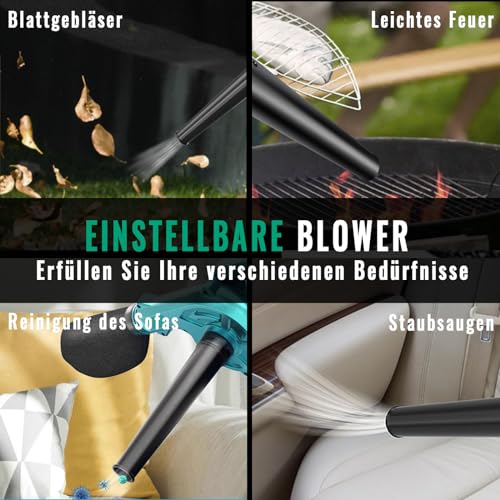 Akku-Laubbläser, Ersatz für Makita, mit 2x3000mAh Akku und Ladegerät,2-in-1 Elektrische Gartenblattgebläse und Staubsauger,18V für Rasenpflege, Laubblasen, Auto und Eckenreinigung – Bild 5