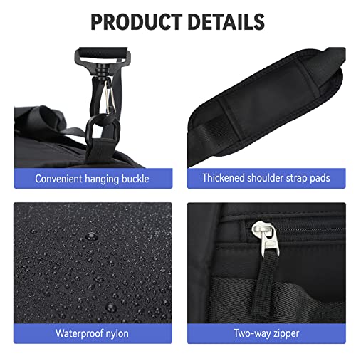 HYC00 Gym Bag Womens Small Sports Gym Bag with Shoes Compartment and Wet Pocket,Weekend Travel Duffel Bags for Women Men Overnight Carry on Bags Lightweight Hospital Holdall for Yoga Swimming Black - Image 3