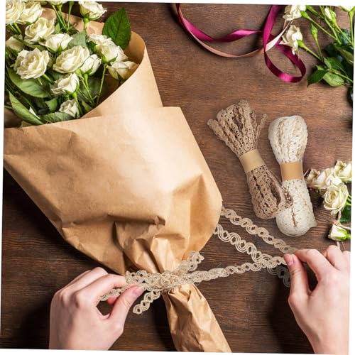 Healeved 2 Rolls Natural Burlap Ribbon Meters Jute Lace Gift Wrap Ribbon for Crafts Flower Bouquet Packaging Rustic DIY Decoration