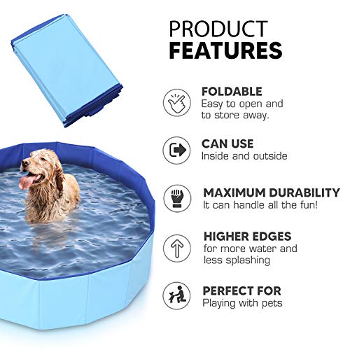 Mirtillo & Memole Hundepool, Kleiner Pool, großer XL-Pool, Pool für große Hunde, Klapppool, extra großer hoher Pool… – Bild 3