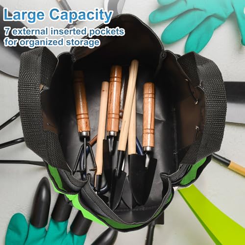 SOGCASE Small Garden Tool Bag, Gardening Tote Organizer with 8 Pockets, Gardening Gifts for Men & Women (Green)