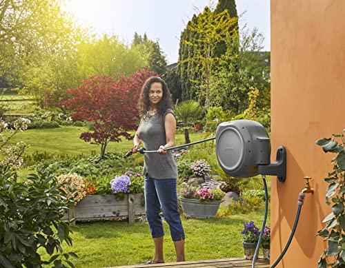 Gardena 8055-100 Foot Wall Mounted Retractable Reel With Hose Guide, Automatic Retraction For Easy Watering #TOP3