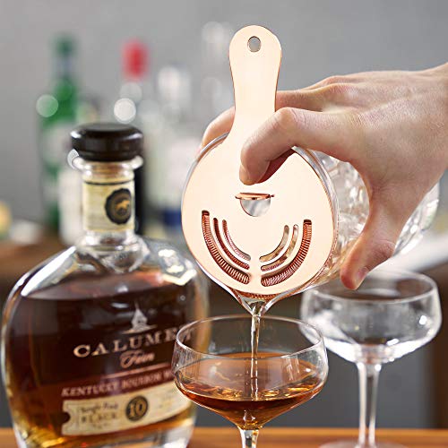 Viski Hawthorne Cocktail Strainer, Stainless Steel Bar Strainer with Copper Finish for Standard and Large Mixing Glasses, Boston Shakers and Shaker Tins, Home Bar Essentials, Bartender Tool, Set of 1 by Viski - Used condition - Image 7