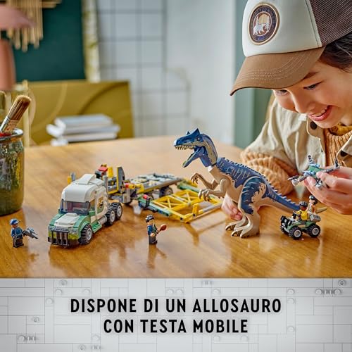 Jurassic World Missione Dinosauro: Camion di Trasporto dell’Allosauro, Giocattolo d'Avventura con Veicolo e Minifigure, Giochi per Bambini e Bambine da 8 Anni, Regalo di Compleanno 76966 - Lego - Immagine 5