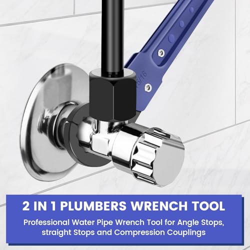 Plumbing Tools, Angle Stop Wrench Angle-On Wrench kit, Professional Plumbers wrench Angle Stop Removal Tool for Installing New Compression Angle Stop and Removing the Compression Ring - Image 3