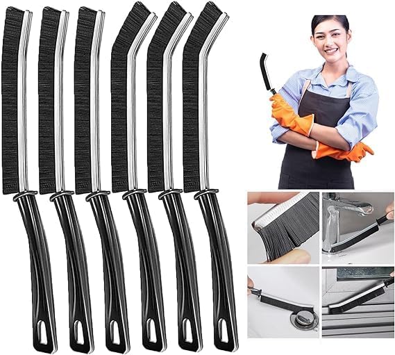 black sparrow Gap Cleaning Brush, Bathroom Gap Cleaning Brush, Clean The Dead Corners of Bathroom Kitchen Tiles, Window Slots, Multi-Purpose Door Window Deep Cleaning Brush Supplies (Pack of 6)