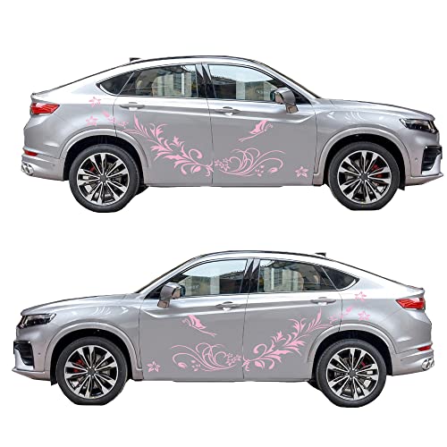 Image of Car Body Decals Carved Hollow Flower Butterfly Decorative Stickers Anti-Scratch for Cars, Vans, SUVs, Trucks,Set of 3 pcs (Pink)