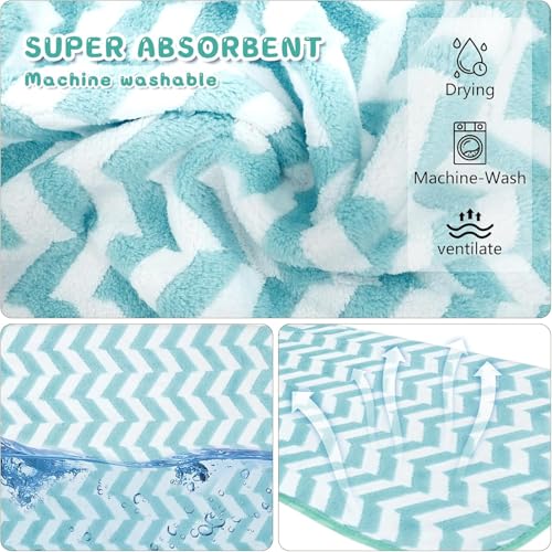 Hixingo Hundebademantel für Kleine Große Mittelgroße Hunde, Extra Saugfähig Hunde Bademantel Mikrofaser mit Klettverschluss Und Verstellbarem Gummizug (S,Blau Gestreift)