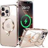 【デザートチタニウム専用色・360°回転スタンド】ZapNet iPhone 16 Pro 用 クリア ケース Magsafe 対応 [定点スタンド・超絶安定性][本体を再現・極透明]ストラップホール付き マグセーフ ワイヤレス充電対応 黄変防止 米軍MIL規格取得・耐衝撃 アイホン16 Pro ケース マホケース16 Pro 人気 6.3インチ(デザートチタニウム)