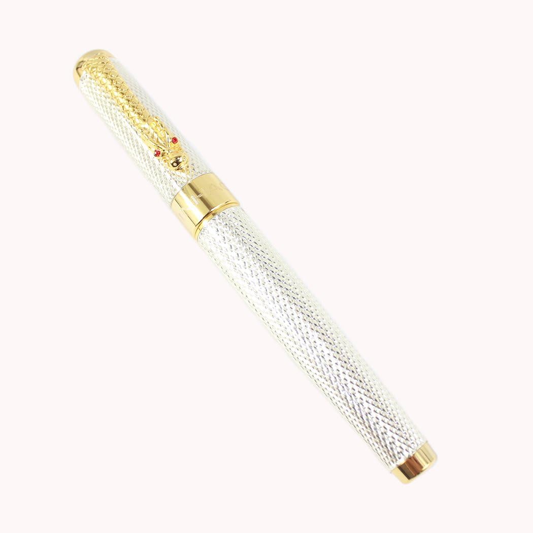 Gullor 1200 Golden Dragon Red Crystal Eyes Rollerball Pen (Silver and golden)