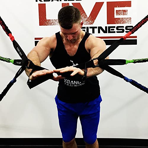 Kbands Training Fusion Home Gym Resistance Bands Set - Wall Mount Training System Included + 10 Durable Sleeve Covered Resistance Bands (5 Levels Of Resistance) Handles + Anchor Straps #TOP5
