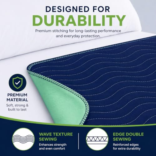 Image of DURAMEG Reusable Underpads 18x24 (4 Pack) Washable Bed Pads for Incontinence Adults, Waterproof Mattress Protector, Puppy Pads Washable, Heavy Absorbent, Leakproof, Non Slip Backing