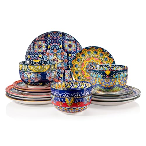 Sweejar 18-Pcs Boho Ceramic Dinnerware Set for 6