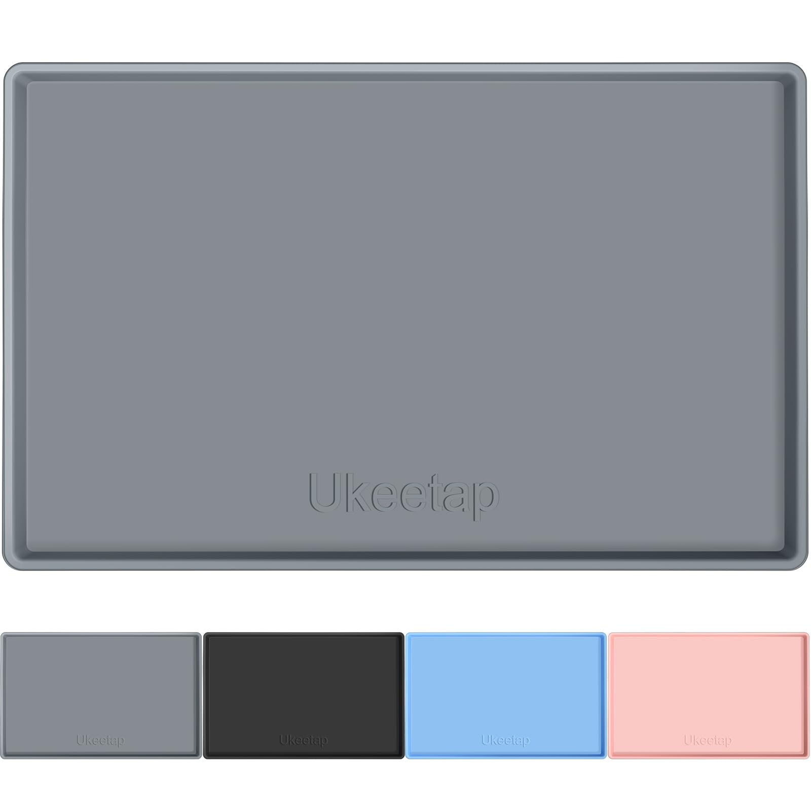 19 x 12 Extra Thick Waterproof Silicone Mat with Raised Edge BPA Free Non-Slip Dog Cat Food Mat