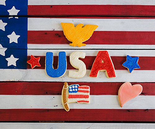R&M International Usa Patriotic Cookie Cutters, 2 Stars, Flag, Eagle, Heart, Letters U, S, A, 8-Piece Set #TOP2
