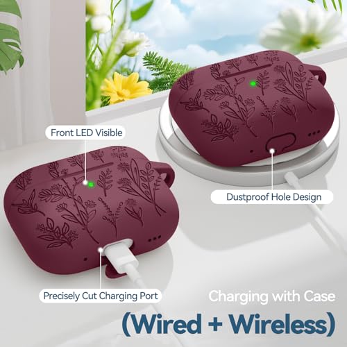 Image of for Airpods Pro 3 Case, Flower Engraved Cases for Apple AirPods Pro 3rd Generation 2025, Soft Silicone Cover for Men Women Girly with Cleaning Kit & Keychain, Anti-Scratch, Shockproof