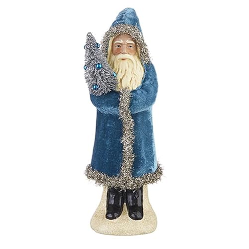 Raz Imports 2022 Collected Christmas 12" Blue Velvet Santa #TOP18