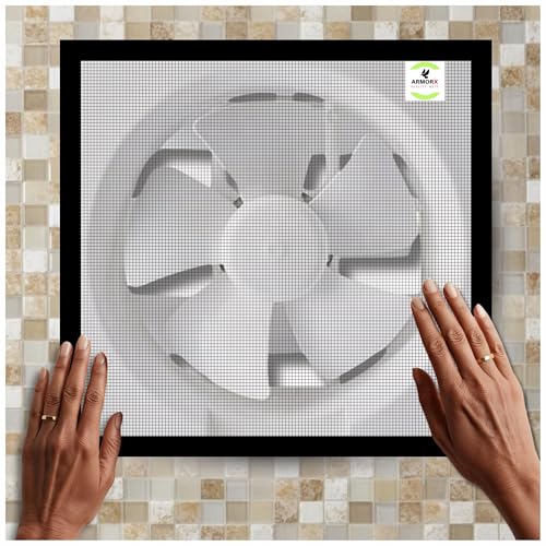 Image of ARMORX Mosquito Net for Exhaust Fan, Bathroom, Kitchen & Ventilation Window | Pre Stitched Ready-to-Use | Blocks Mosquitoes Insects Lizards | Black - 40x25 cm / 16x10 inch
