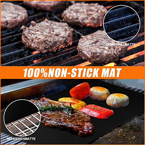 DIKER BBQ Grillmatte, Antihaft 40x33cm Grillmatten, Backmatte für Holzkohle & Backen, Backpapier Wiederverwendbar, Dauerbackfolie für Backofen, Toll über Kohle, Gas, Weber Style Grills Grillzubehör 2