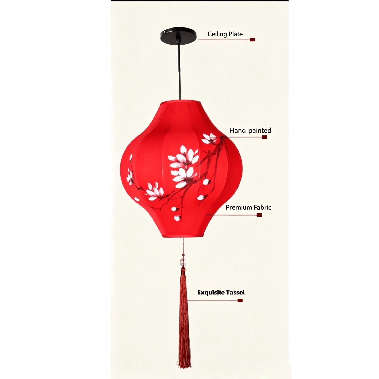 Wietnamska latarnia materiałowa 40x37cm Lampiony chińskie