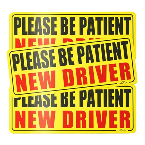 JUSTTOP New Driver Magnet for Car, Please Be Patient Student Driver, 3Pcs New Driver Magnet Safety Warning Magnetic Reflective Rookie Driver Bumper Sticker,Car Exterior Accessories