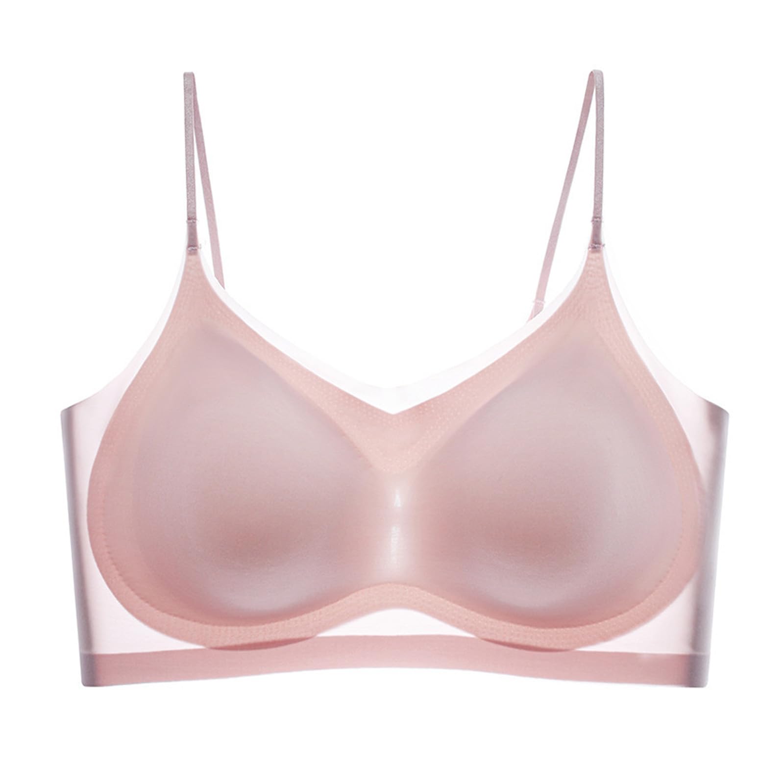 Summer Seamless Ultra Thin Ice Silk Bra with Removable Pads Comfort Breathable Sports Everyday Bras Plus Size