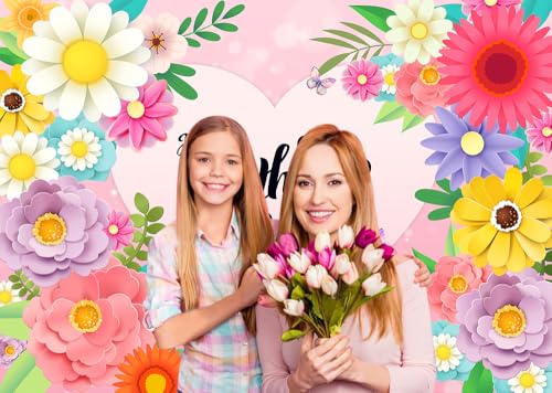 Fondo Fotográfico 8x6ft Feliz Día de la Madre Flores Rosadas miniatura 3