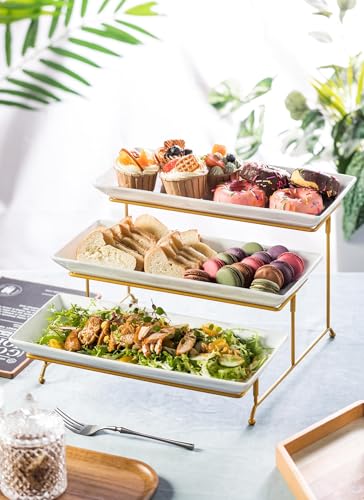 Vassoi per Alimenti, Supporto da Portata a 3 Livelli antipasti, Frutta, Dessert, Cupcake, robusti, Feste, Eventi e Buffet