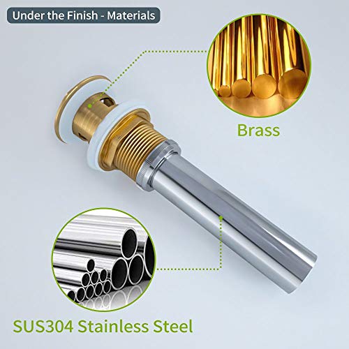 KES Bathroom Sink Drain with Overflow Vessel Sink Lavatory Vanity Pop Up Drain Stopper Polished Chrome Finish, S2007A-CH