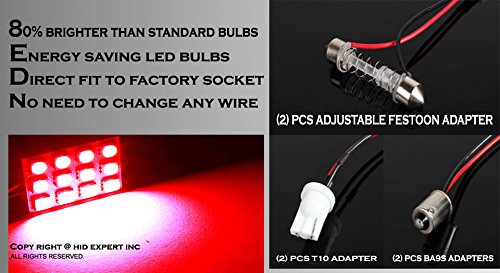 Icbeamer 6 Pcs 12 Led 5050 Smd Panel High Power Interior Map Dome Door Light Replace Halogen Bulbs Lamp [Color: Red] #TOP3